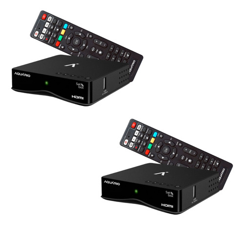 Kit Com 2 Receptor Digital Full Hd Satbox Dth-9000 Aquario Preto