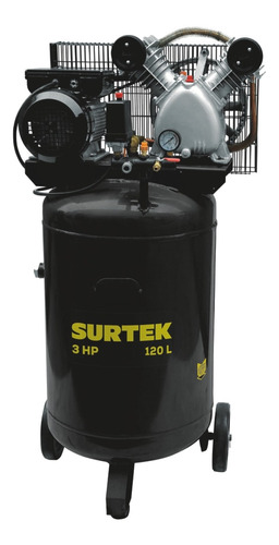 Compresor de aire eléctrico Surtek COMP6120V monofásico 120L 3hp 127V 60Hz negro
