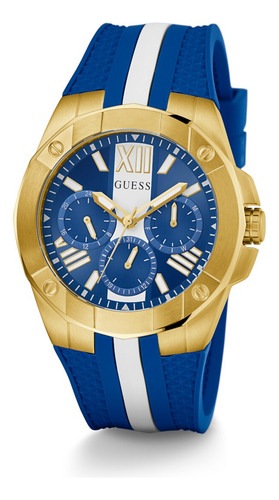 Reloj Guess Vette Azul Hombre Correa Bitono Bisel Dorado