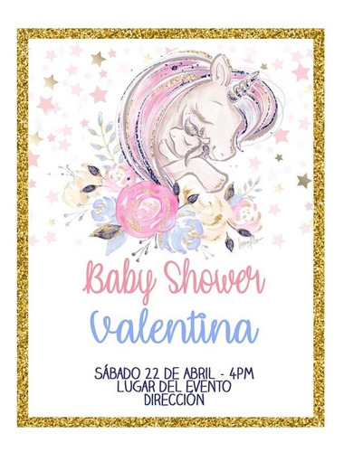 Invitacion Digital Unicornio Baby Shower