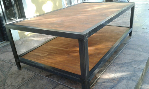 Mesa Ratona Hierro Y Madera Estilo Industrial 80cmx50cmx35cm