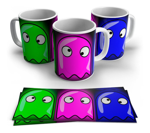 Taza Fantasma Pacman Retro- Sublimada De Plástico