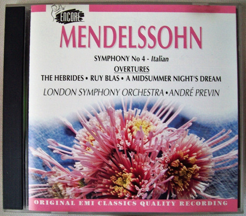 Mendelssohn Sinfonía 4 Italiana Oberturas Andre Previn  ( 