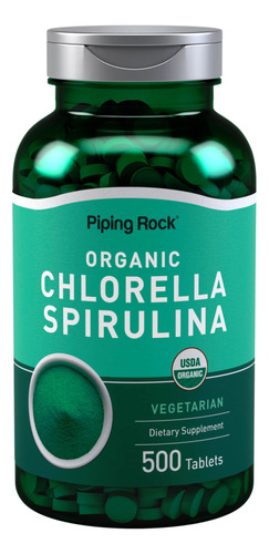 Clorela Espirulina Organica 500 Tabletas Vegetarianas 250mg