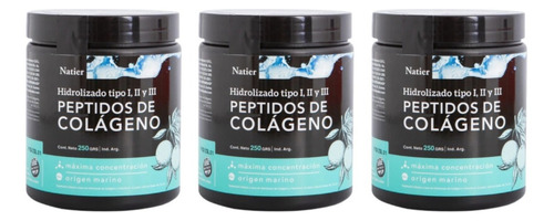 Peptidos Colageno Hidrolizado En Polvo Natier 250gr- Pack X3