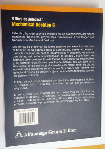El Libro De Autodesk - Mechanical Desktop 6 - J. Cogollor (Usado)