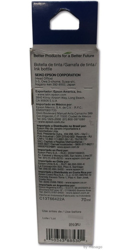 Combo 4 Botella Tinta Epson T664 Negro Cian Magenta Amarillo