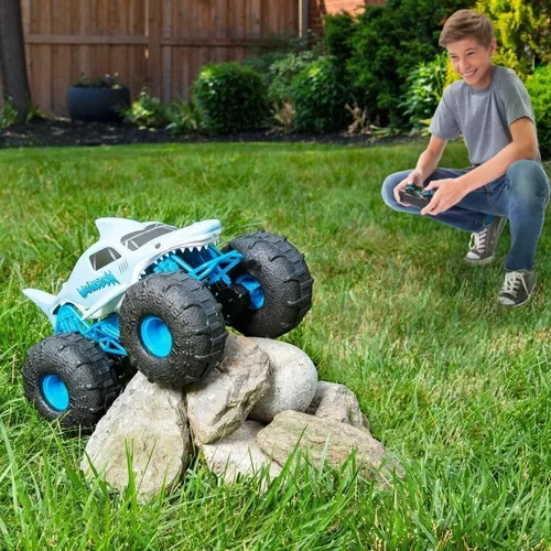 Carro de controle remoto Monster jam Megalodon anfíbio