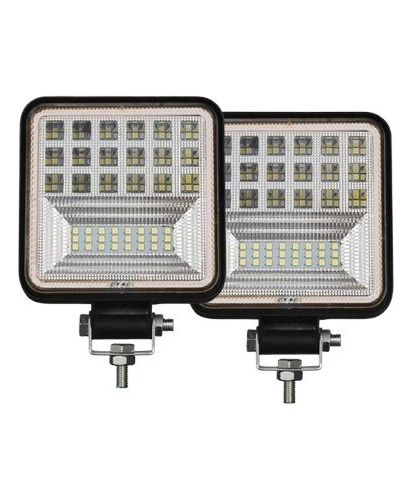 Par De Faros Cuadrados 126w 43 Led  Ojos De Ángel Azulr 4x4