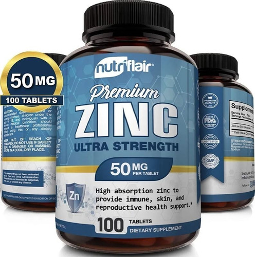 Gluconato De Zinc 100 Cap 50 Mg Inmunidad Antioxidante Salud