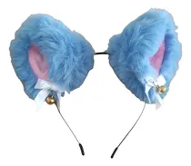 Comprar Diadema Orejas Gato Celestes Con Cascabel Cute Cosplay Neko 