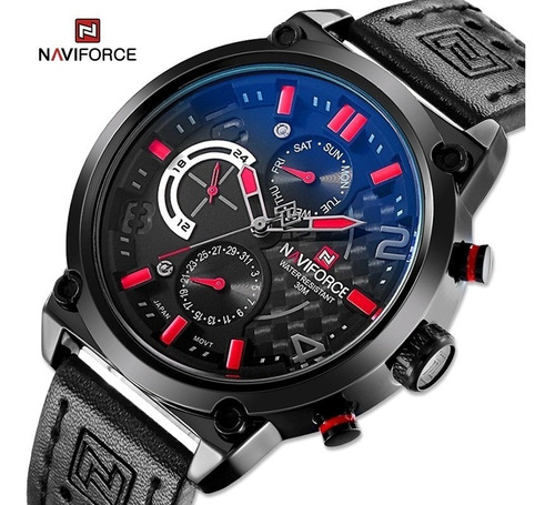 Naviforce Sport Watches Reloj De Cuarzo De Cuero Militar Par