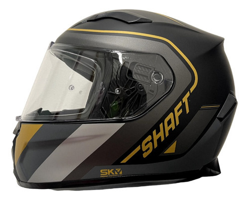 Casco Shaft Motociclista Certificado Moteros Color Negro Diseño Sh591 Paralel Dorado Tamaño Del Casco Xl