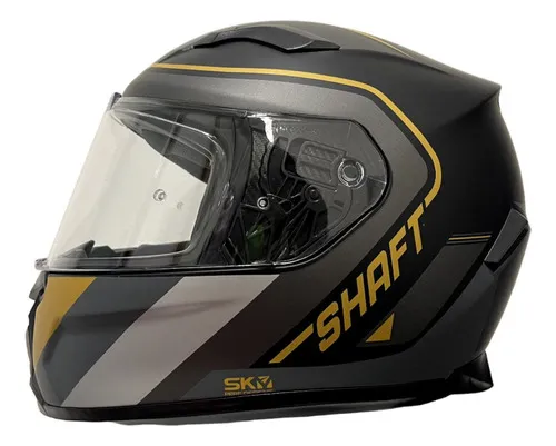 Casco Shaft Motociclista Certificado Moteros Color Negro Dise o