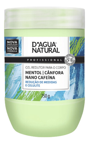 Gel Redutor Cafeina, Mentol E Cânfora 750g Dagua Natural