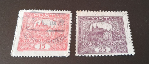 Sello Postal Checoslovaquia- 1919 Visita Del Castillo Praga