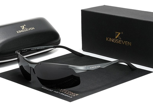 Óculos De Sol Kingseven Masculino Polarizado Uv400 Luxuoso Cor Cinza Cor da armação Cinza