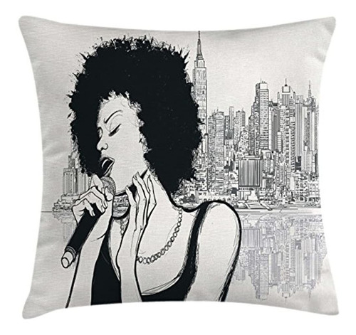 Ambesonne African Throw Pillow Cushion Cover, American Jazz 