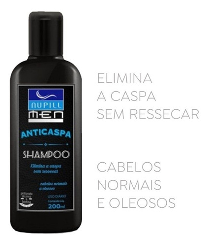 6 Shampoos Anticaspa Anticoceira Masculino 200ml Nupill Men