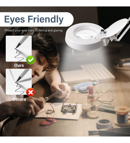 Lupa Iluminada Led 5 Pulgadas 10x Con Brazo Ajustable