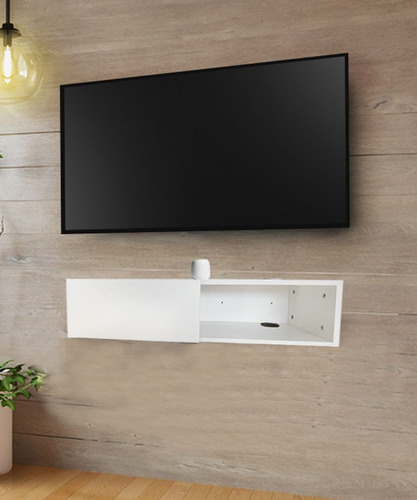 Repisa Flotante Para Tv Minimalista Color Blanco Absoluto