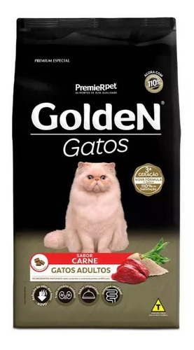 Ração P/ Gato Adulto Sabor Carne 10,1kg Golden