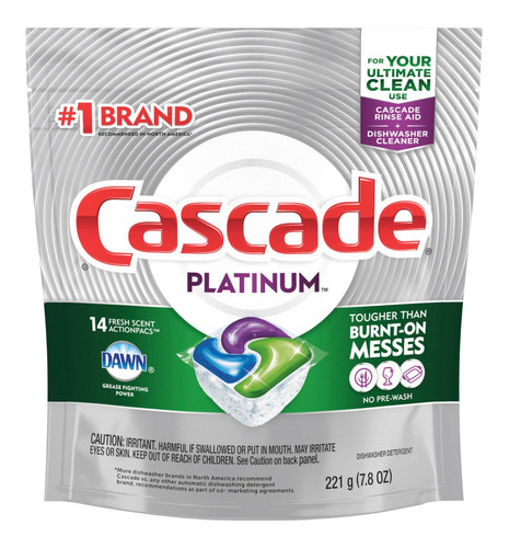 Detergente Lavavajilla Cascade Platinum Actions 14 Capsulas