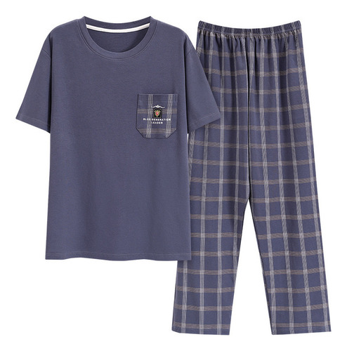 Conjunto De Pijama De Algodón Para Hombre, Verano