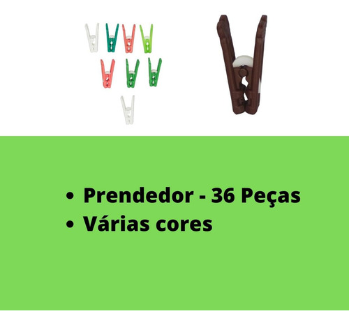 Kit Prendedor 36 Unidades Cor Colorido Modelo Plástico Nfe