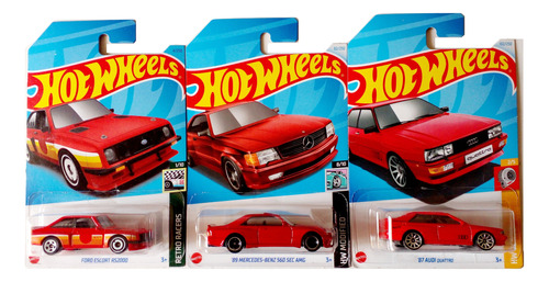 Hot Wheels 3:ford Escort, 89mercedes Benz  Y 87 Audi Quatro 