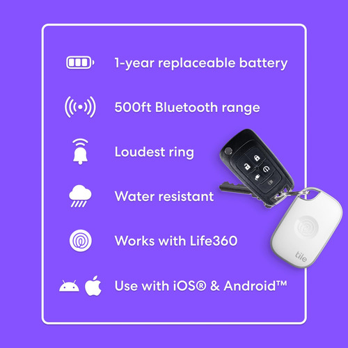 Rastreador Bluetooth Tile By Life360 Pro (2024), Pacote Com
