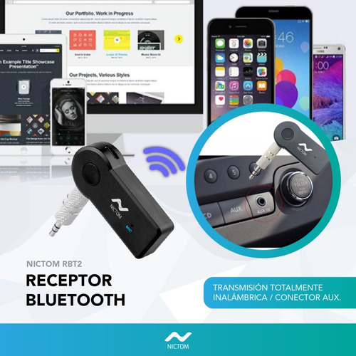 Imagen 2 de 4 de Receptor Bluetooth Batería Con Control Volumen Manos Libres