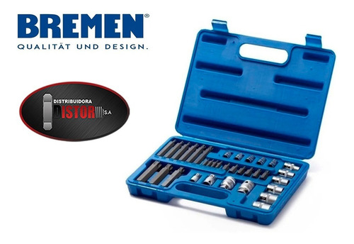 Juego Tubos Torx Hembra Y Puntas Seguridad Bremen 34 Piezas