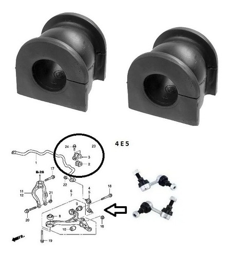 Bucha + Bieleta Barra Estabiliz Dianteira Accord 2003 A 2007