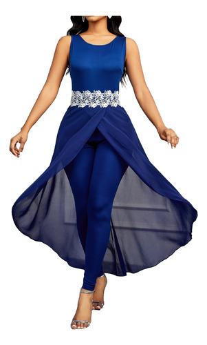 Enterizo Formal Elegante Cómodo Alta Elasticidad Mujer Azul