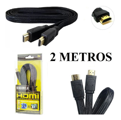 Cabo Conector Hdmi 4k Version 2.0 / Fio De Malha /2 Metros 