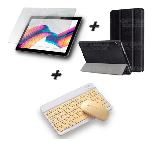 Kit Vidrio Y Forro Con Tapa +teclado Tablet Huawei T5-10 