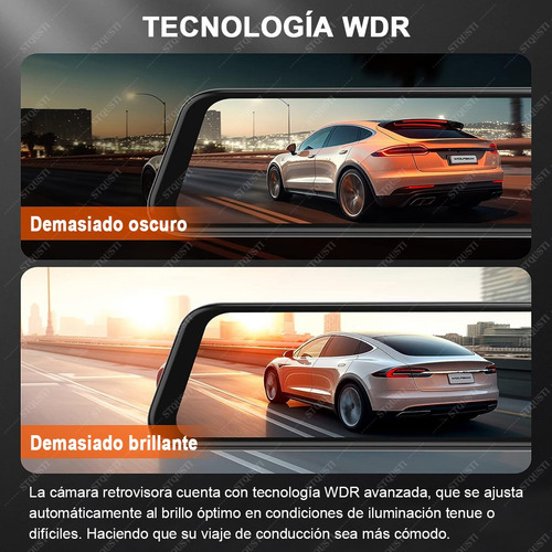 STQUSTI 2k Double Cámara Para Automóvil Pantalla Táctil 10'' Dashcam Stqusti Con Cámara De Visión Trasera