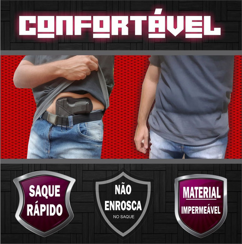 Coldre Couro P.u Preto Dissimulado Pistola Glock G25 E G28, Pt638, Pt640, Pt938, Pt58, Pt 840, Imbel 9mm