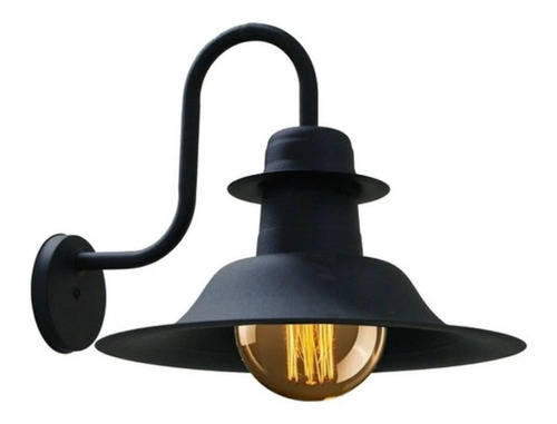 Aplique Pared Deco Industrial Ferrolux Sombrero Negro A/led