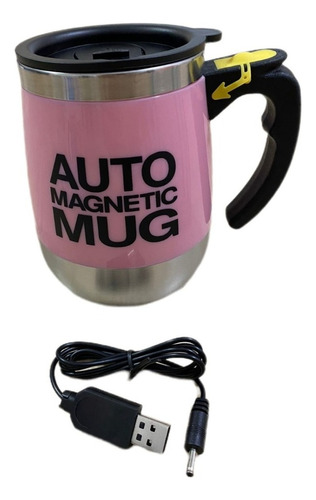 Caneca Mixer Automática Magnética Usb Chá Café Nescau Leite Cor Rosa Auto Magnetic Mug