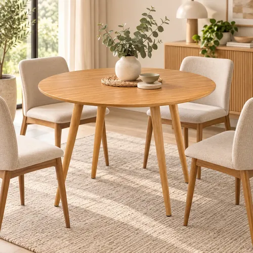 Mesa De Jantar Redonda Amora 90cm Tampo Mdf Pés Palito Retrô