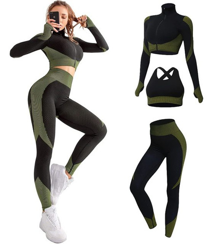 Conjunto Fitness 3 Piezas Yoga Running Gym Saanvi