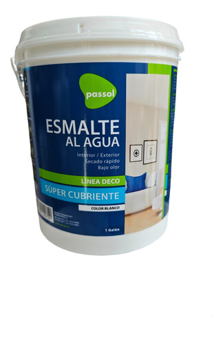 Esmalte Al Agua Semi-brillo 3,7 Lts Galon Passol