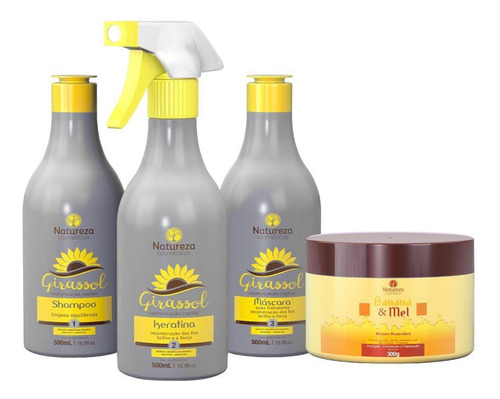 Kit Cauterização Girassol + Máscara Banana 300g Natureza