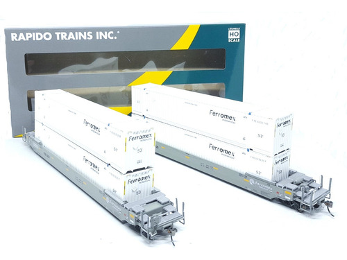Ferromex Husky-stack Well Car 53', 2 Rapido Y Contenedores