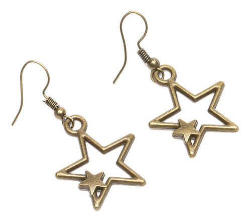 Aros De Mujer Pendientes De Estrellas Bronce Colgantes