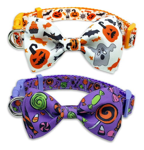 Collar De Perro De Halloween Con Pajarita, Jack-o-lantern Na