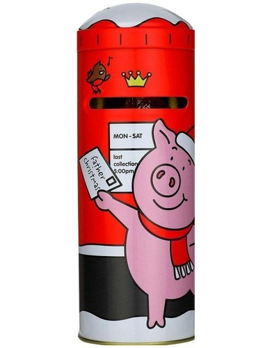 Lata Alcancía Monedas Chocolate Blanco Afrutadas Percy Pig