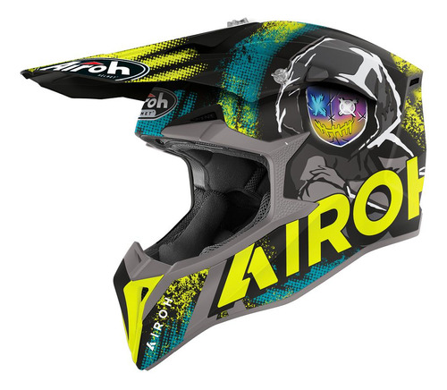 Capacete Motocross Airoh Wraap Alien Amarelo Trilha Off Road